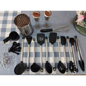 Smirly Silicone Utensils Set with Holder Kitchen Tools for Nonstick Cookware